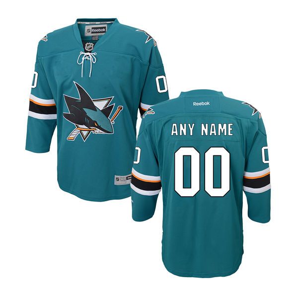Youth San Jose Sharks Reebok Teal Custom Premier Home NHL Jersey->customized nhl jersey->Custom Jersey